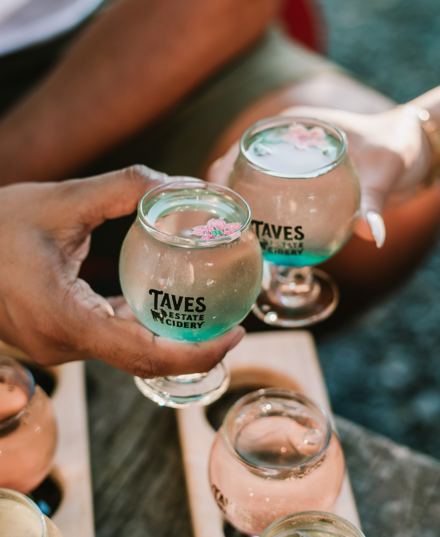 Abbotsford Cider Glasses Clinking Taves Farms 1