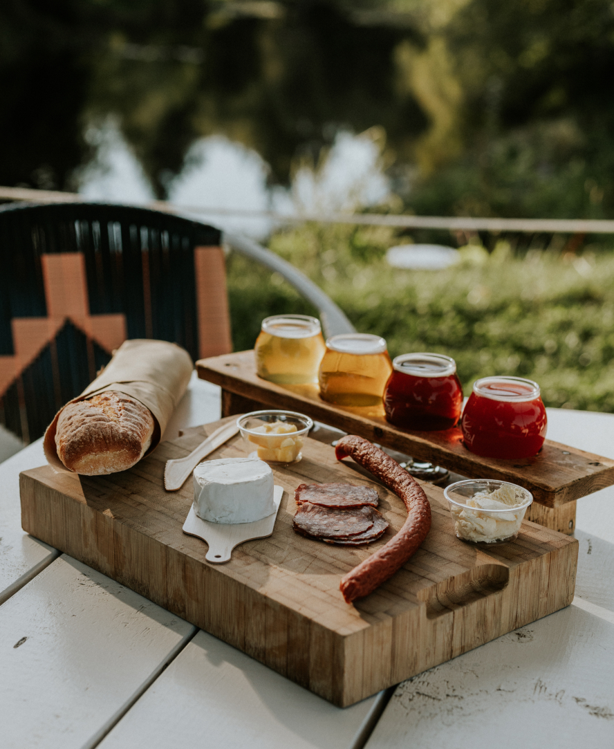 Beer And Charcuterie Flight Close Up