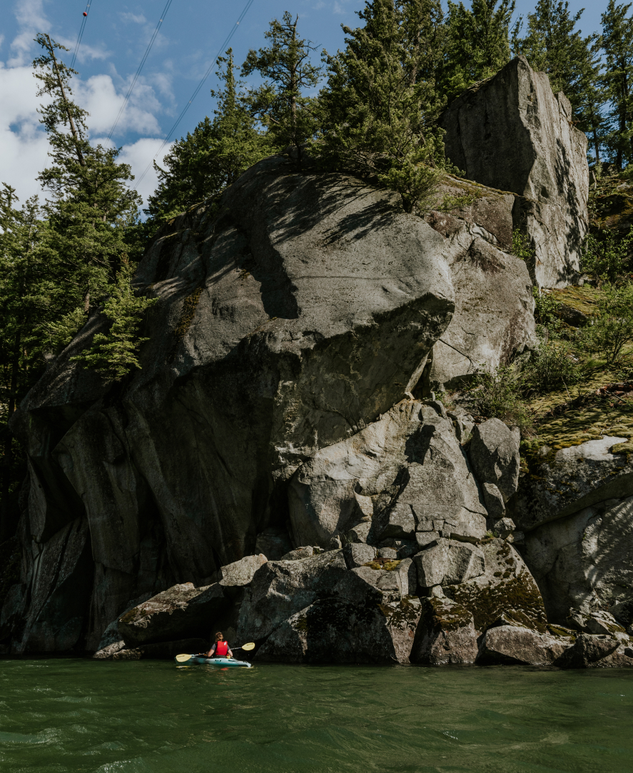 Fraser Valley Kayaker In Front Of A Cliff