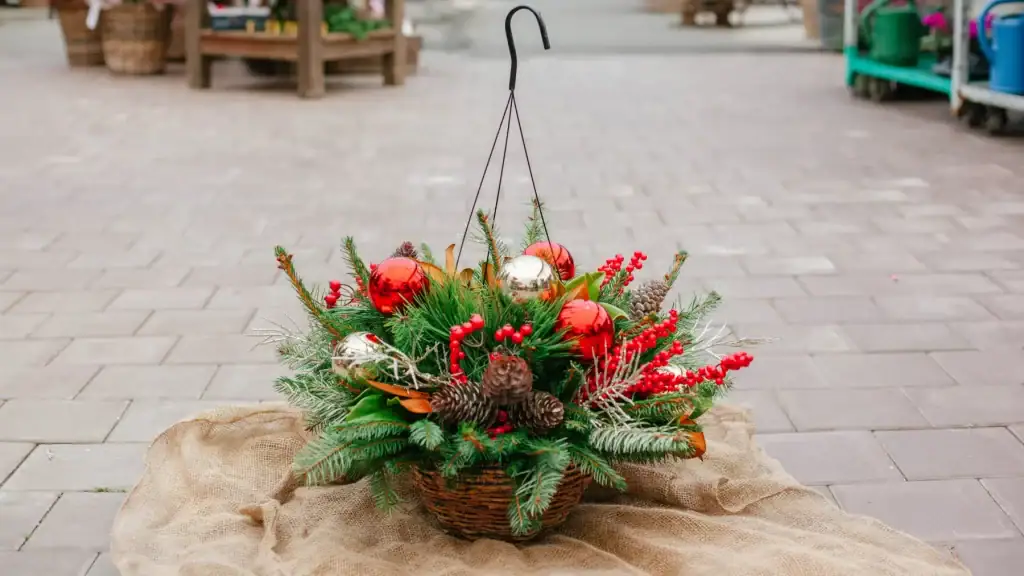 Winter Greenery Hanging Basket