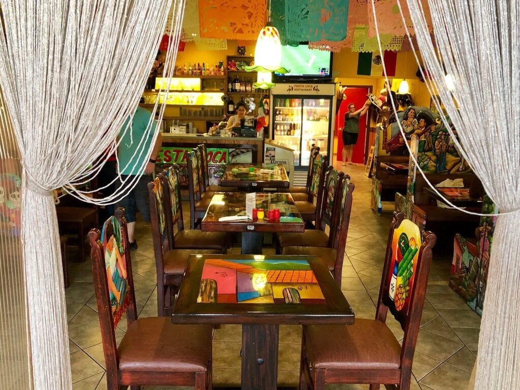 the inside of a mexican restaurant