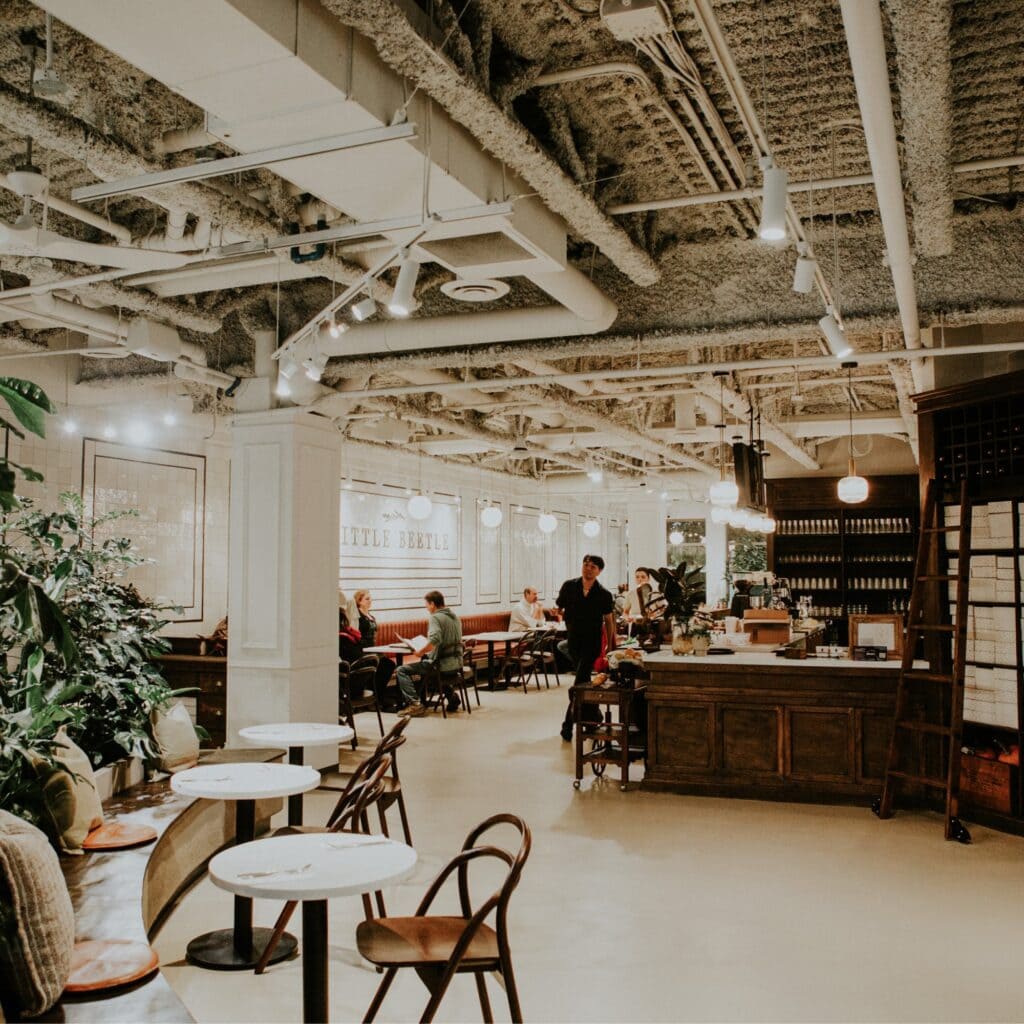 A cafe tables and chairs