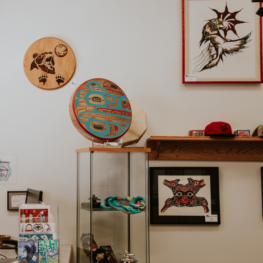 Several indigenous art pieces on display