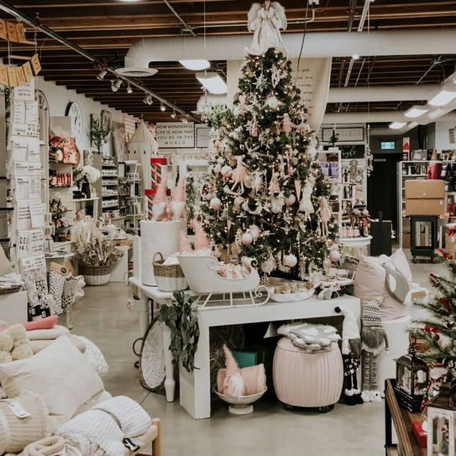 Christmas tree in the middle of a store