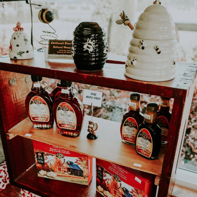 Honey products on display