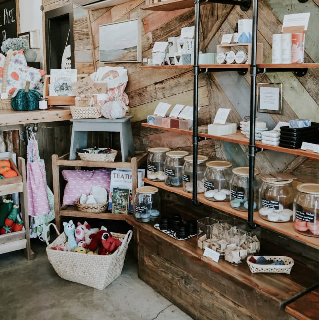 Products on display in a store