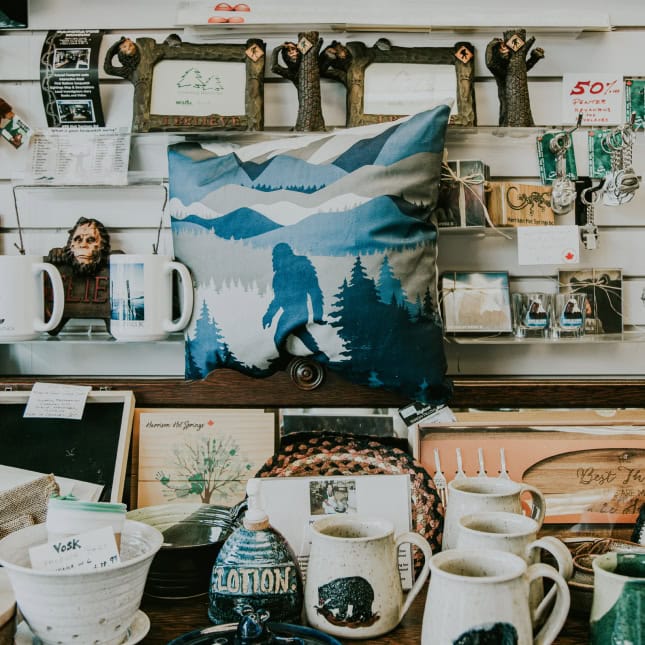 Products on display in shop