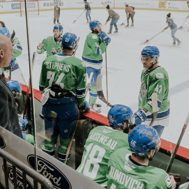 The Abbotsford Canucks playing hockey