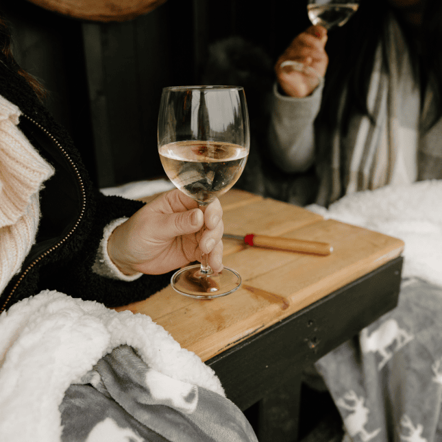 Person holding a glass of wine 