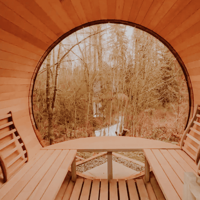 Inside of a sauna 
