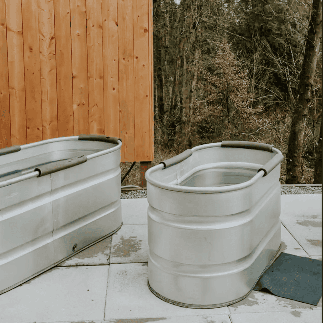 Two ice baths outside 