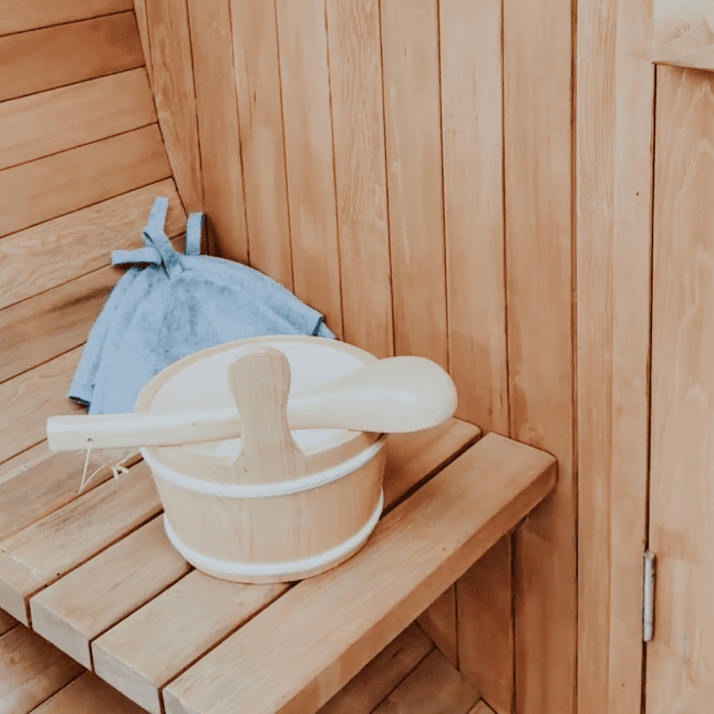 Tools inside a sauna