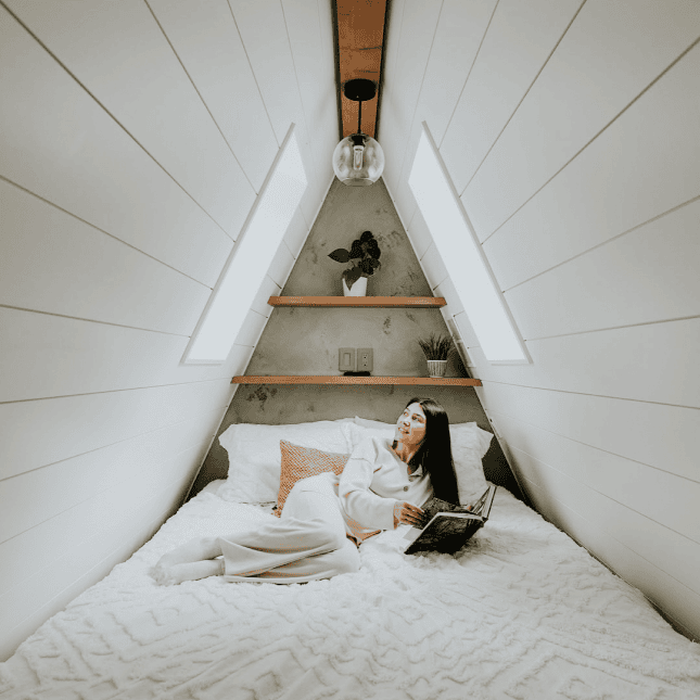 Woman laying on a bed